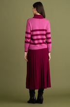 Dark Pink and Berry Striped Polo Neck Jumper