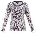 Dusty Pink and Grey Animal Print Jumper
