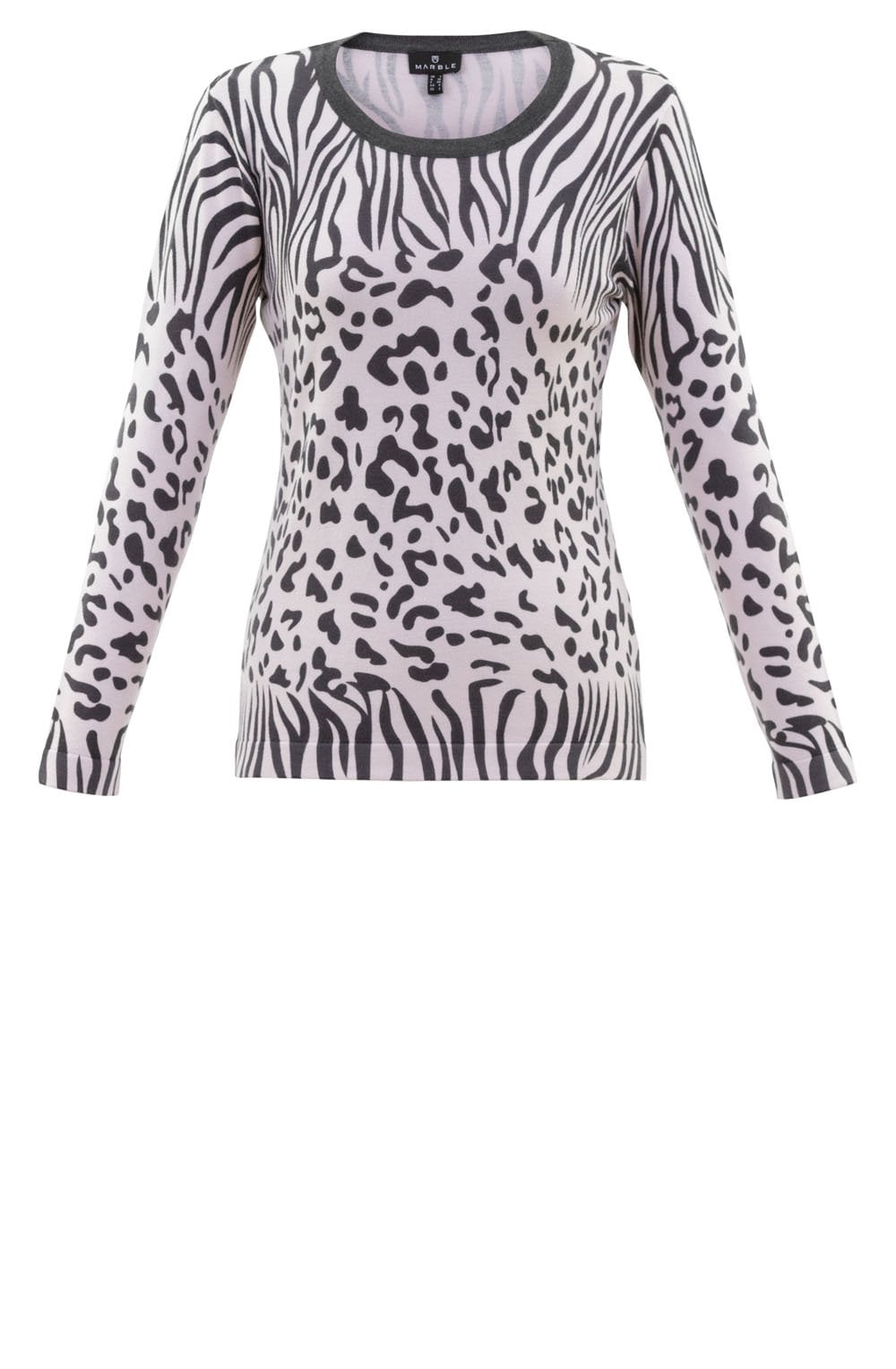 Dusty Pink and Grey Animal Print Jumper
