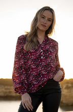 Fuchsia Abstract Print Silk Touch Blouse