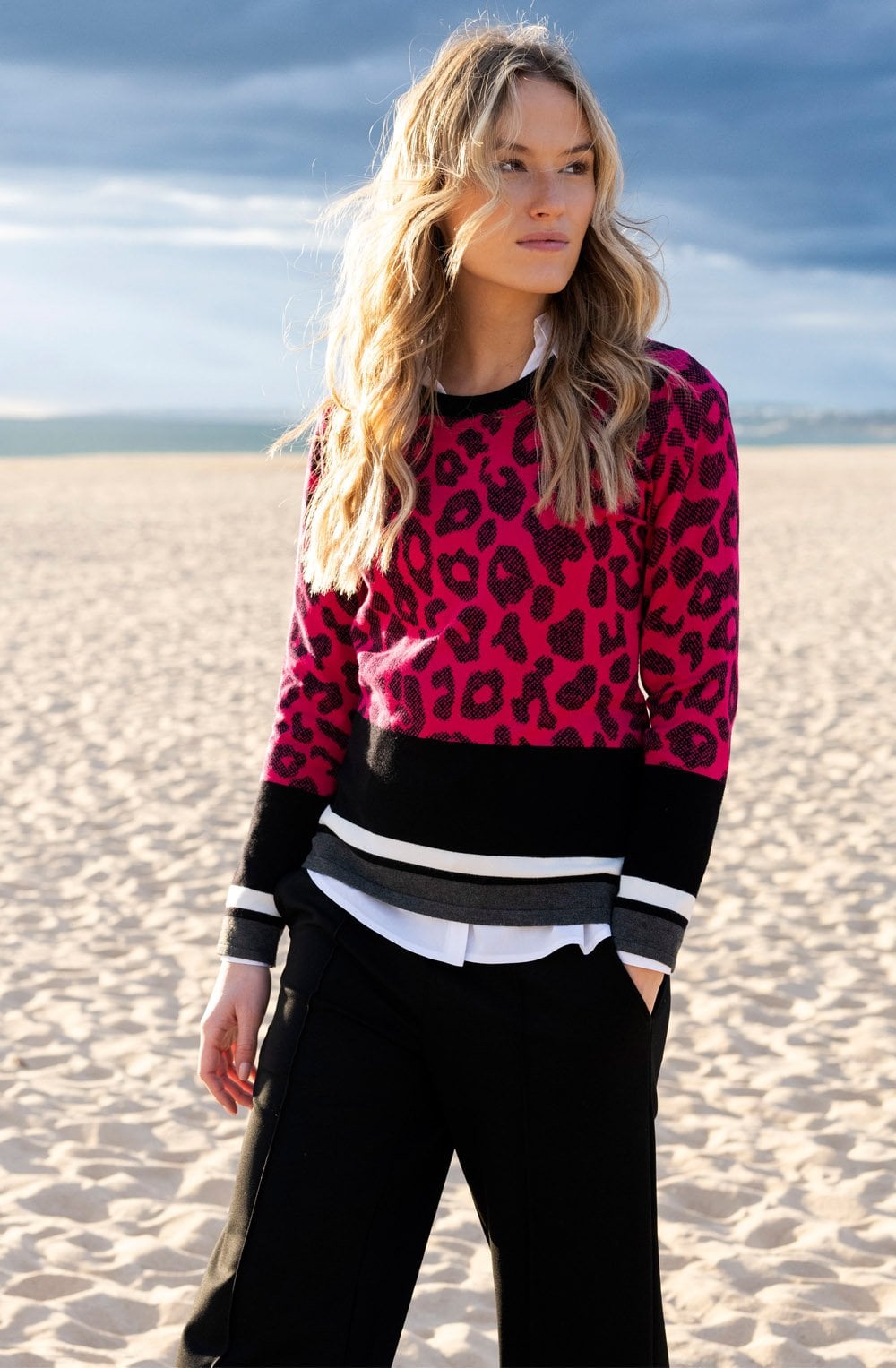 Fuchsia and Black Animal Print Jumper