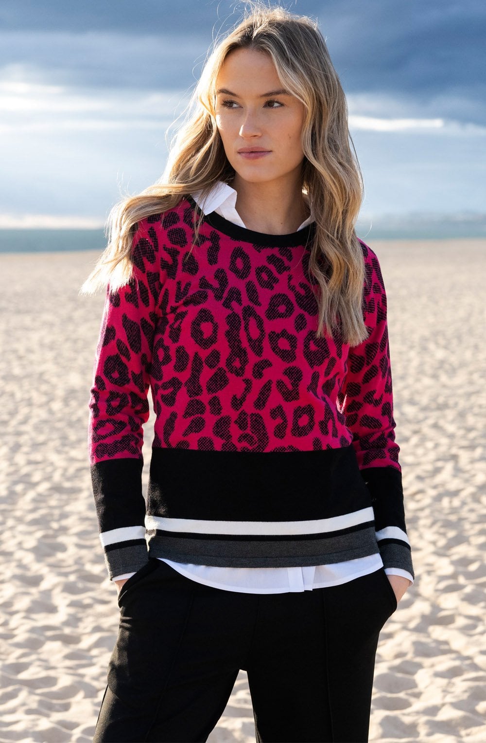 Fuchsia and Black Animal Print Jumper
