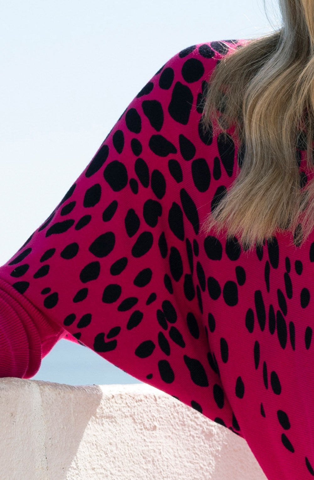 Fuchsia and Black Splodge Batwing Jumper