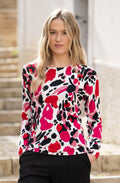 Fuchsia and Red Abstract Print Jumper