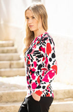 Fuchsia and Red Abstract Print Jumper