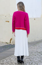 Fuchsia and Red Concealed Button Cardigan