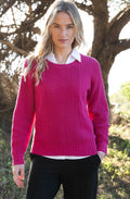 Fuchsia Contrast Cable Knit Jumper