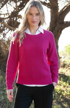Fuchsia Contrast Cable Knit Jumper