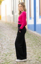 Fuchsia Contrast Hem and Cuffs Jumper