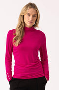 Fuchsia Jersey Polo Neck Top
