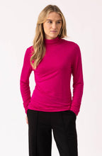 Fuchsia Jersey Polo Neck Top