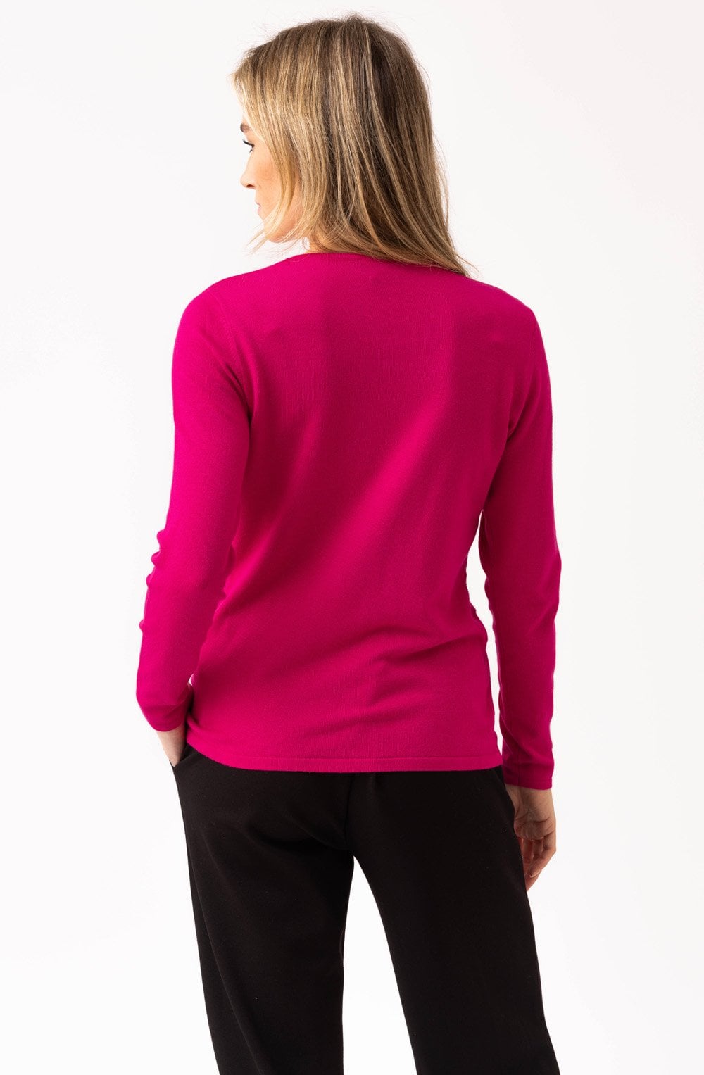Fuchsia Knitted Stripe and Delicate Sparkle Jumper