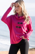 Fuchsia Oversized Jumper with Faux Leather Details