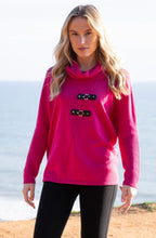 Fuchsia Oversized Jumper with Faux Leather Details
