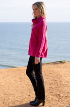 Fuchsia Oversized Jumper with Faux Leather Details