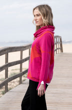 Fuchsia & Red Polka Dot Cowl Neck Jumper