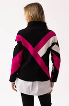 Fuchsia Striped Cowl Neck Jacquard Jumper