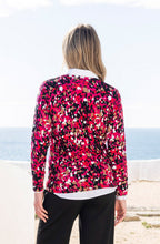 Fuchsia V Neck Abstract Print Jumper