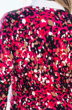 Fuchsia V Neck Abstract Print Jumper