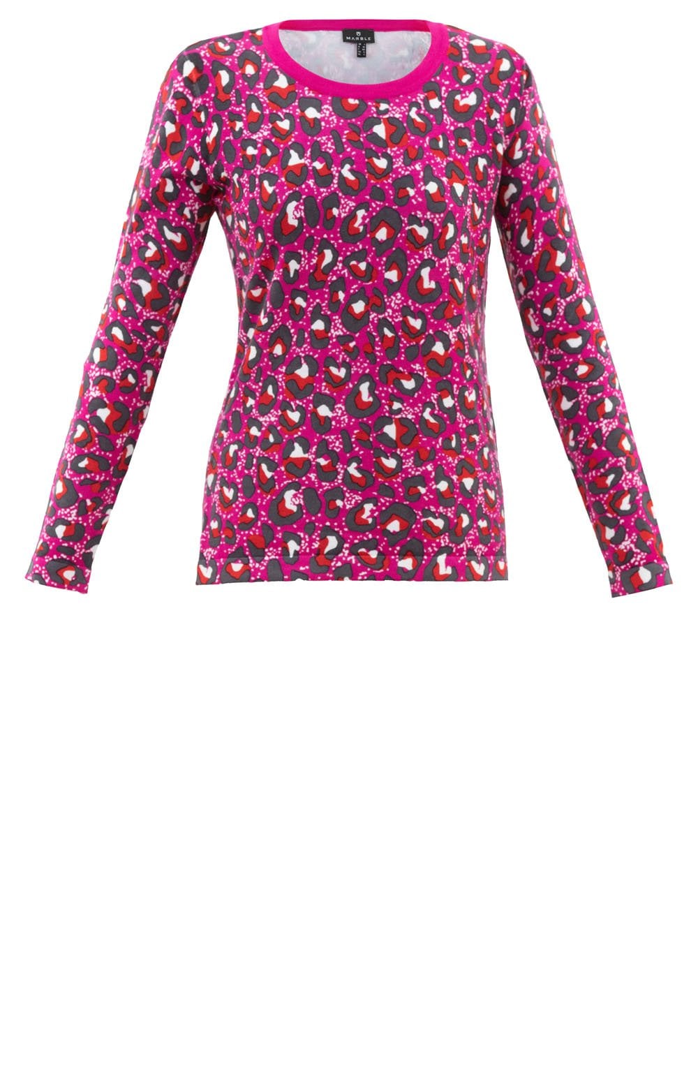 Fuschia Pink and Grey Leopard Print Jumper