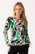 Green and Black Abstract Print Jumper