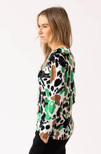 Green and Black Abstract Print Jumper