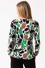 Green and Black Abstract Print Jumper