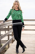 Green and Black Animal Print Jumper