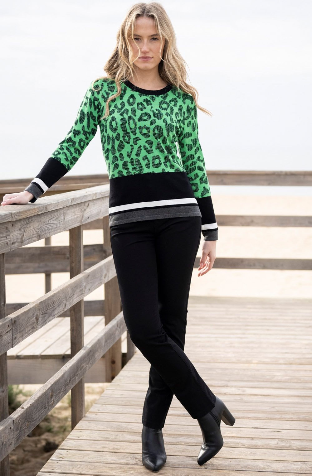 Green and Black Animal Print Jumper