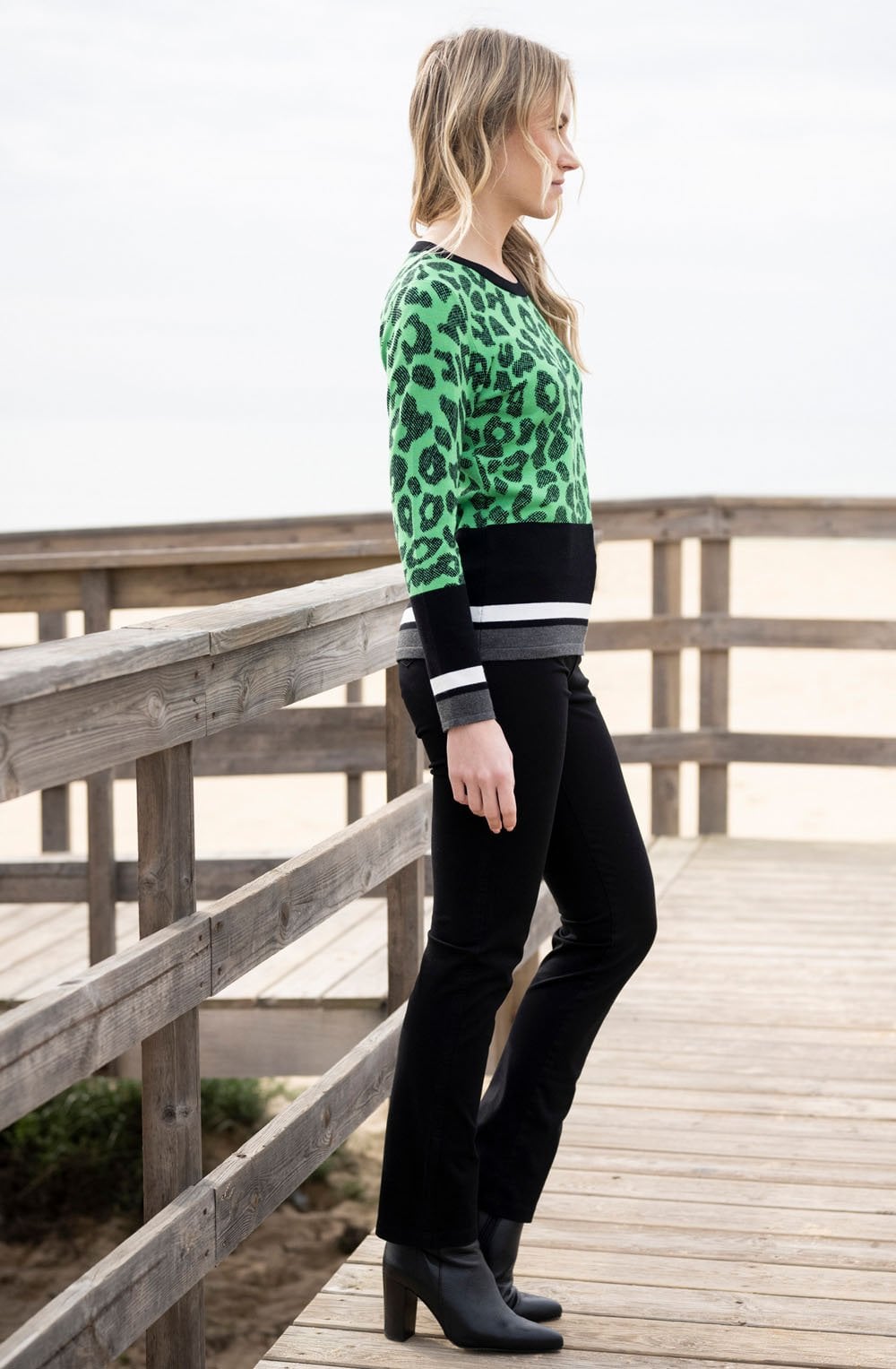 Green and Black Animal Print Jumper