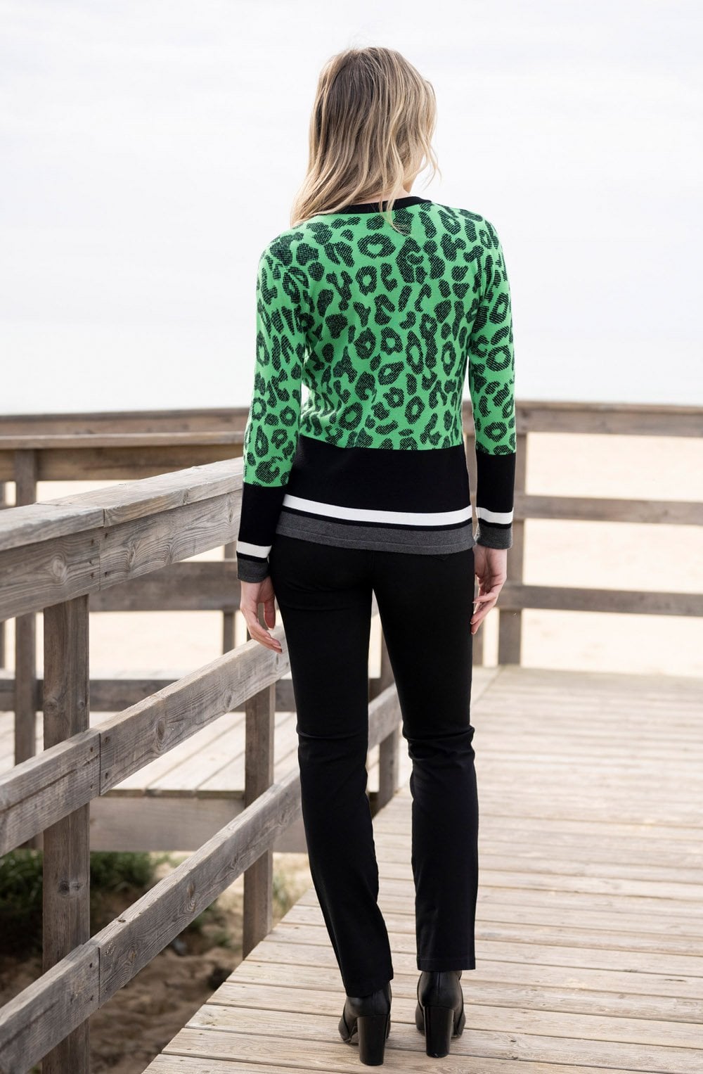 Green and Black Animal Print Jumper