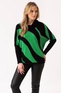 Green and Black Batwing and Cowl Neck Jumper