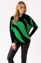 Green and Black Batwing and Cowl Neck Jumper