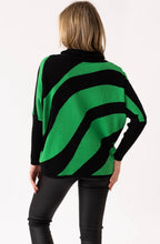 Green and Black Batwing and Cowl Neck Jumper