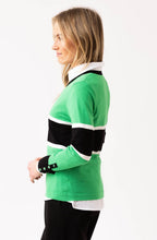 Green and Black Faux Pocket Sweater