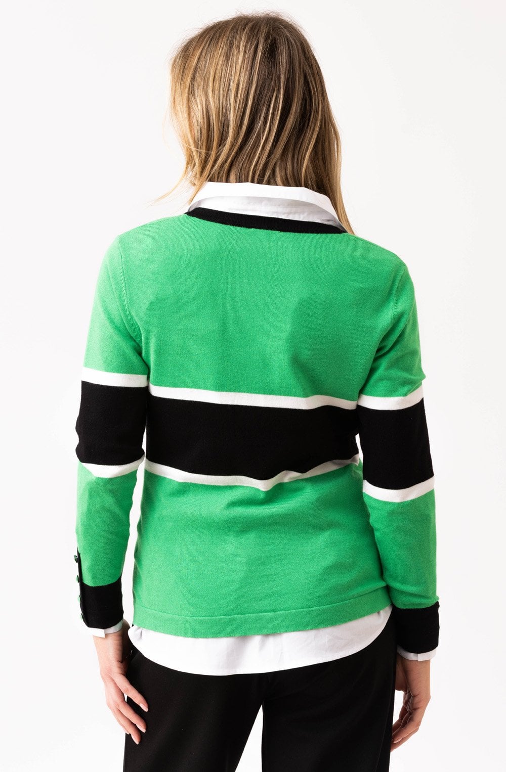 Green and Black Faux Pocket Sweater