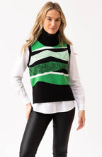 Green and Black Removable Snood Knitted Vest