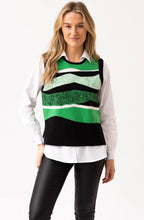 Green and Black Removable Snood Knitted Vest