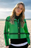 Green and Black Round Neck Cardigan
