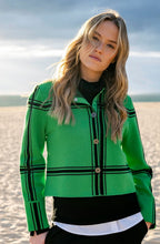 Green and Black Round Neck Cardigan