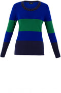 Green and Blue Neck Detail Jumper