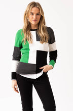 Green and Charcoal Asymmetric Colour Block Jumper
