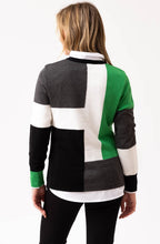 Green and Charcoal Asymmetric Colour Block Jumper