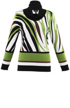 Green and Chocolate Swirl Cowl Neck Sweater