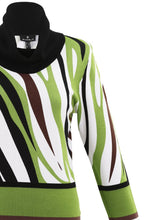 Green and Chocolate Swirl Cowl Neck Sweater