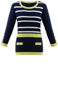 Green and Navy Fine Knit Jumper