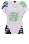 Green and Navy Fine Knit Semi Sheer Top
