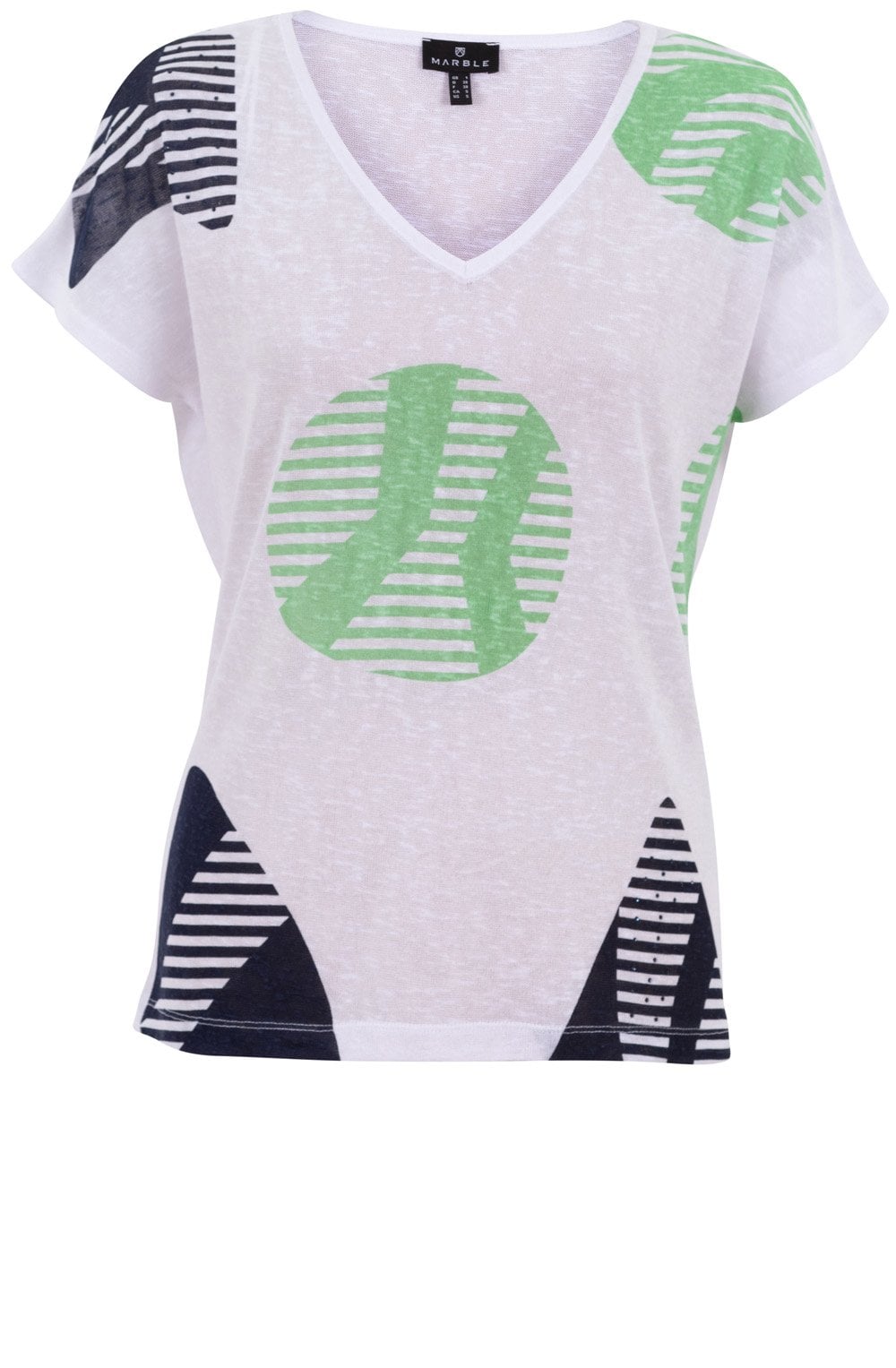 Green and Navy Fine Knit Semi Sheer Top
