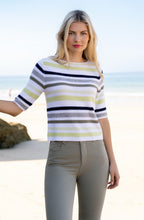 Green and Navy Striped Jumper