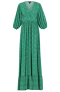 Green and White Floral Maxi Dress